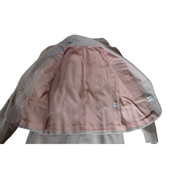 Vintage 90s Neiman Marcus Taupe 100% Wool Skirt Suit Set Women Modern Small Neut - Picture 9 of 13